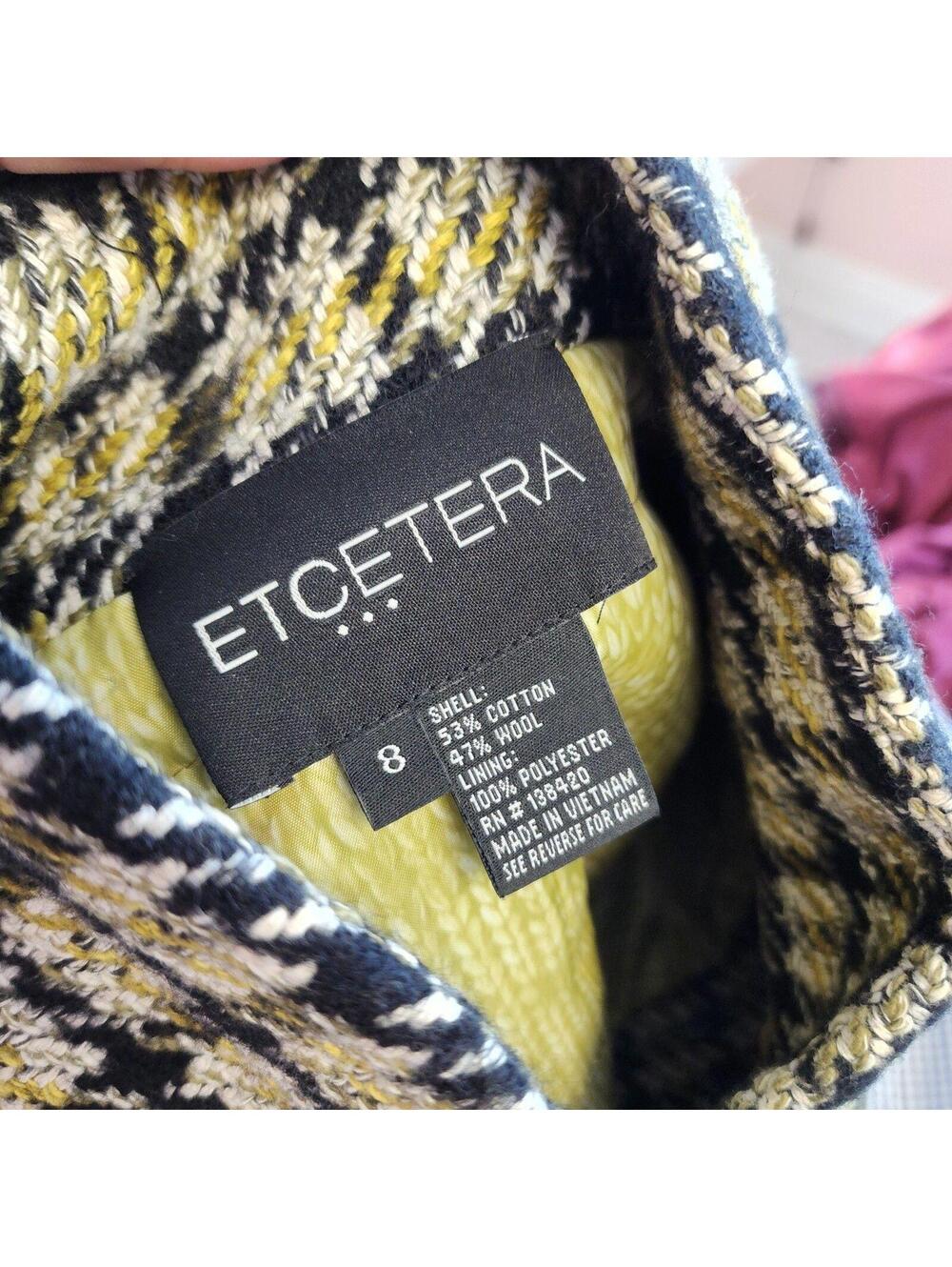 ETCETERA black yellow white tweed unique jacket blazer 8 wool blend - Picture 4 of 7
